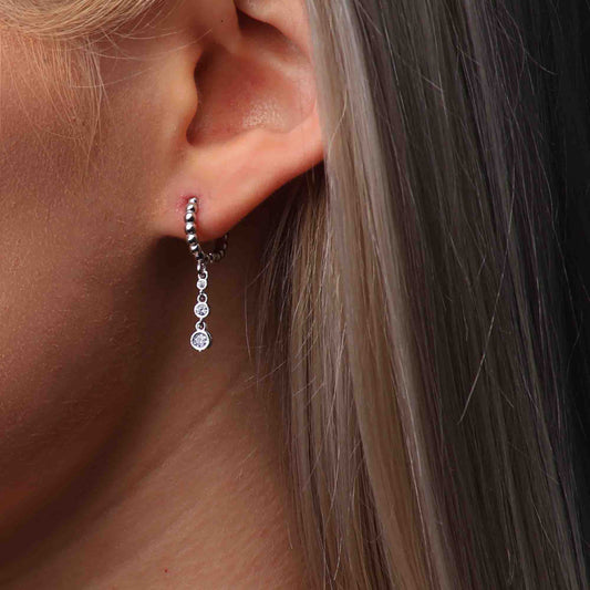 Cercei argint 925 cu biluțe și zirconii, design elegant-CE1028A