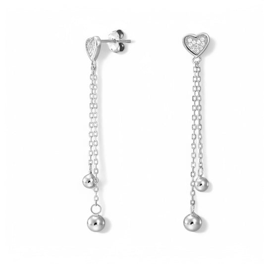 Cercei Lungi Argint 925 inima cu zirconii-ARP5010B