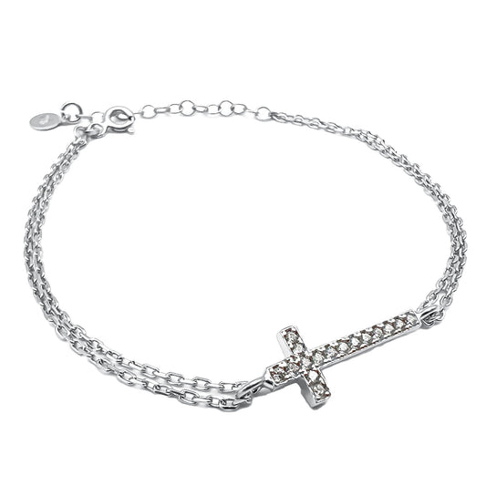 Bratara Cruce cu Lant dublu Argint 925 - ARP6075E