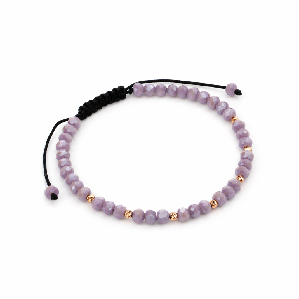 bratara dama aur cu cristale mov si snur reglabil