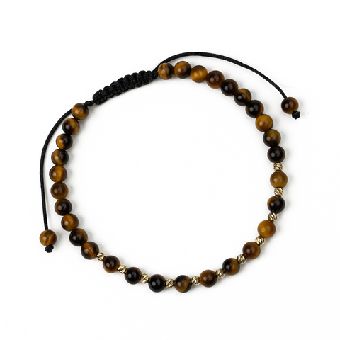 Brățară Arpatia din Aur 14K unisex Ochi de Tigru – Reglabilă