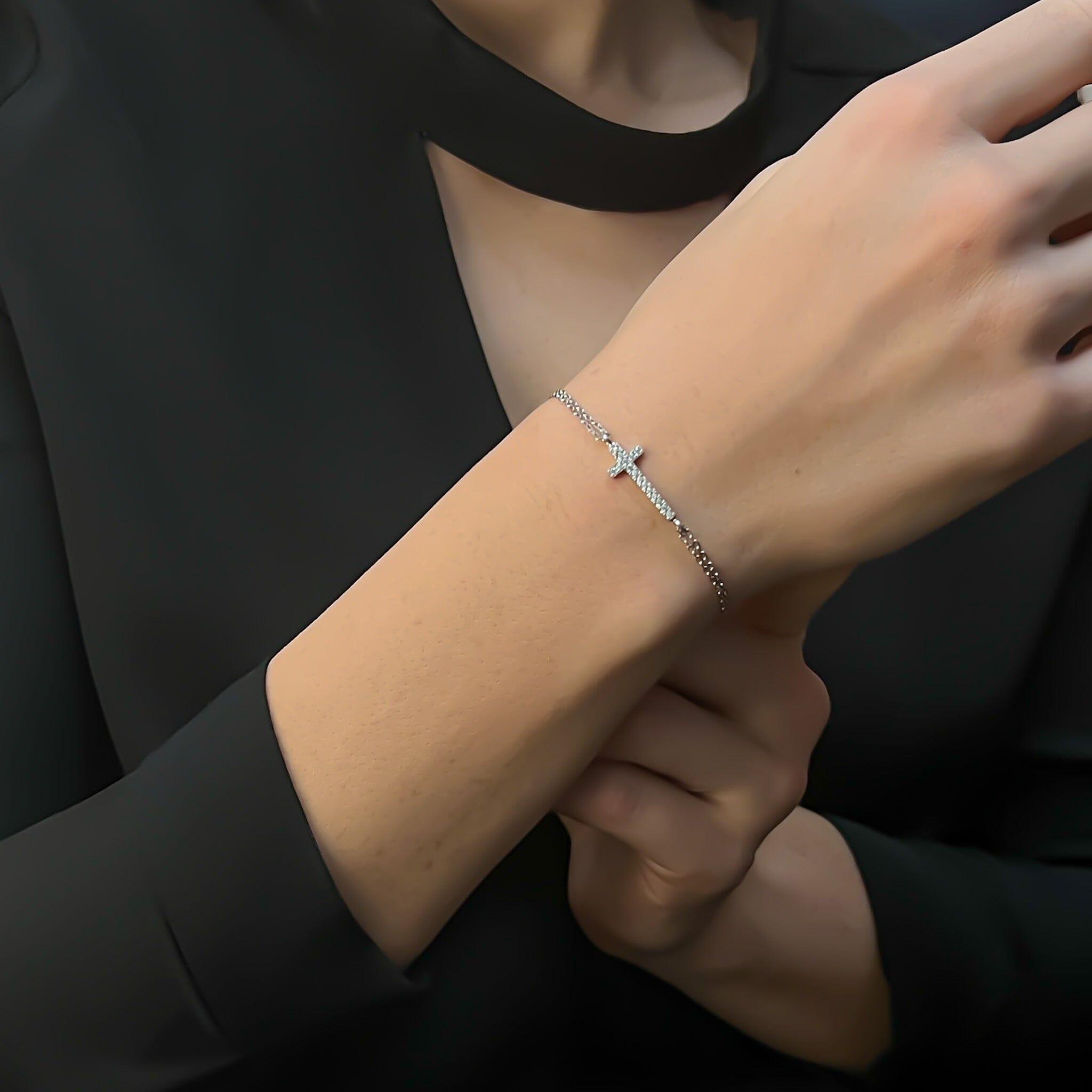 Bratara Cruce cu Lant dublu Argint 925 - ARP6075E