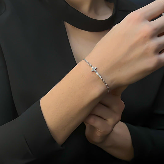 Bratara Cruce cu Lant dublu Argint 925 - ARP6075E